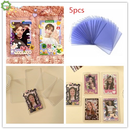 Set 5 bao PVC hai mặt trong suốt in chữ bảo vệ thẻ DIY
