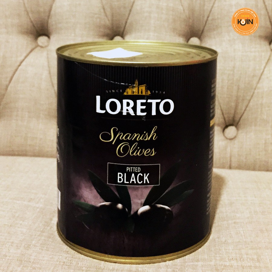 Oliu Đen Tách Hạt Kojin Hiệu Loreto, Quả oliu Comaro Quả Oliu Muối Nhập Khẩu Tây Ban Nha Hộp Thiếc 3kg