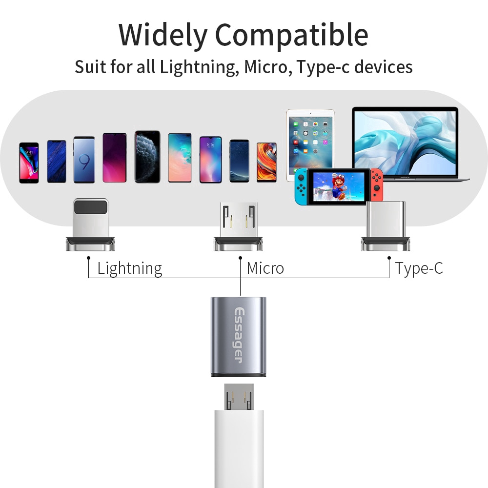 Bộ Chuyển Đổi Nam Châm Essager Từ Micro Usb Sang Type C Tiện Dụng