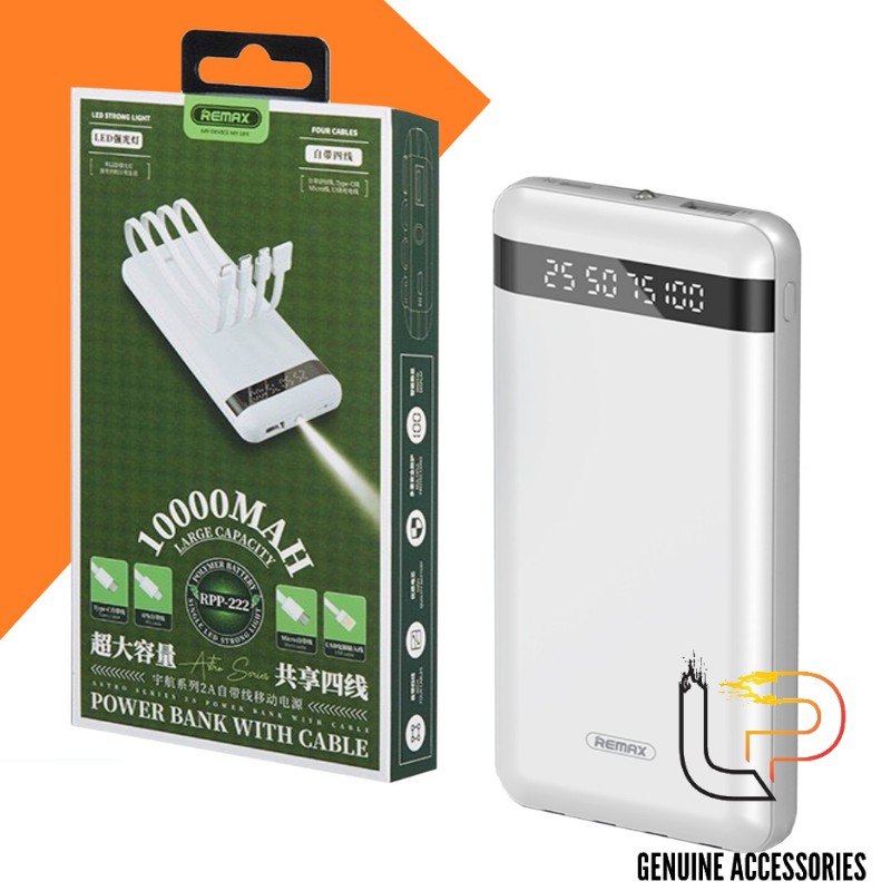 PIN SẠC DỰ PHÒNG REMAX 10.000 MAH (TÍCH HỢP 4 CÁP + ĐÈN LED)