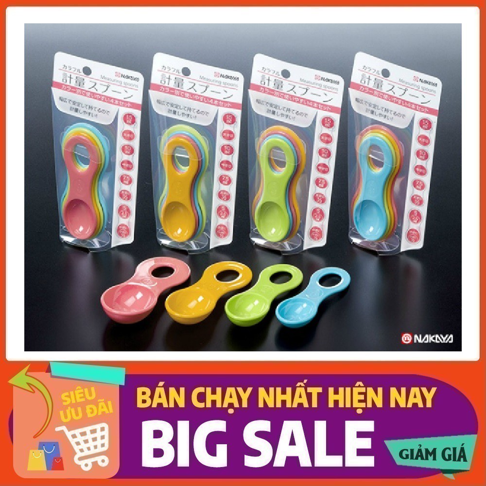 Set 4 thìa đong gia vị màu sắc nội địa Nhật Bản