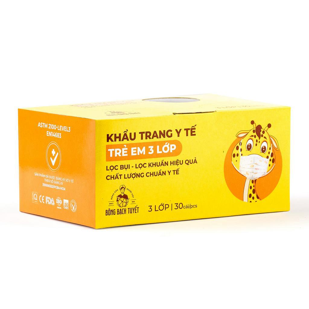 Khẩu trang Bông Bạch Tuyết trẻ em 3 lớp cho bé trên 6 tuổi 30 cái/hộp
