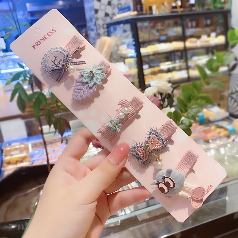 Set 5 Kẹp Tóc Hình Bông Hoa Dễ Thương Cho Bé Gái