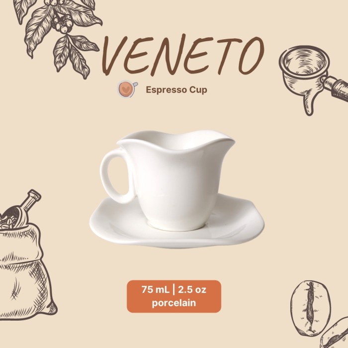 Cốc uống nước Veneto Espresso | Cốc Espresso | Cốc uống cà phê bằng gốm sứ cao cấp