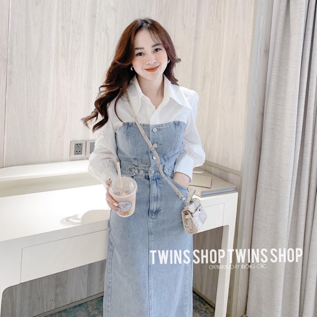 Váy jeans phối sơ mi 2816 | BigBuy360 - bigbuy360.vn