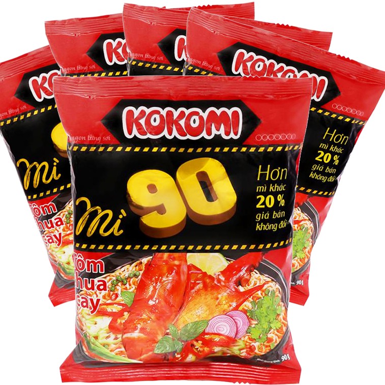 Mỳ gói Kokomi đại vị tôm chua cay sọi to, gói lớn 90gr, 75gr, 65gr