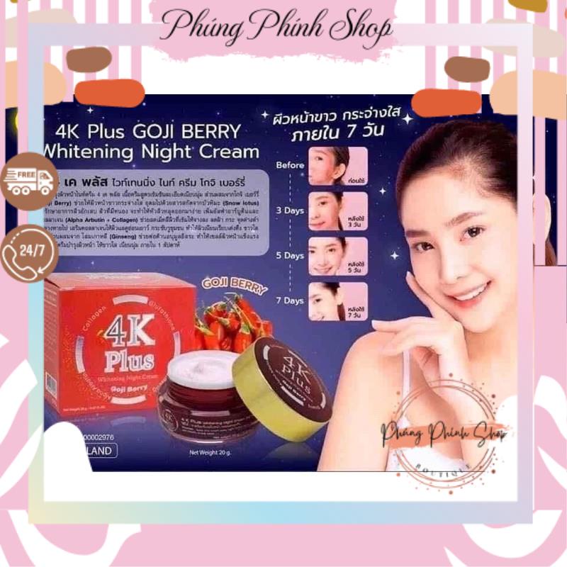 KEM 4k plus whitening night cream, 4 k berry, 4k đỏ