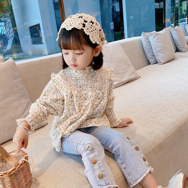 Quần Jeans Ống Loe Co Giãn Thời Trang Hàn Quốc Mới Sành Điệu Cho Bé Gái