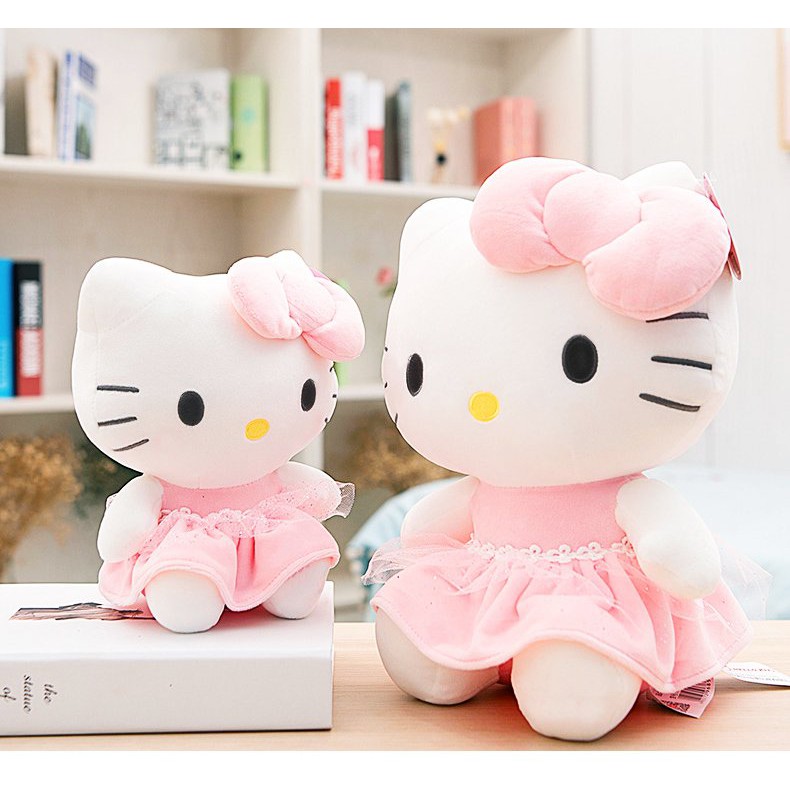 Gấu Bông Mèo Kitty Mặc Đầm Hồng Dễ Thương (40 Cm)