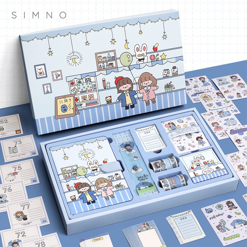 187 cái Bìa cứng Nhật ký Khóa Từ Tính Sổ tay Hộp quà tặng Bộ Trẻ em Dream Garden Party Stickers và Bộ băng giấy