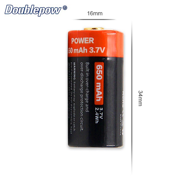 Pin Sạc 650mAh 16340 - pin Doublepow CR123A