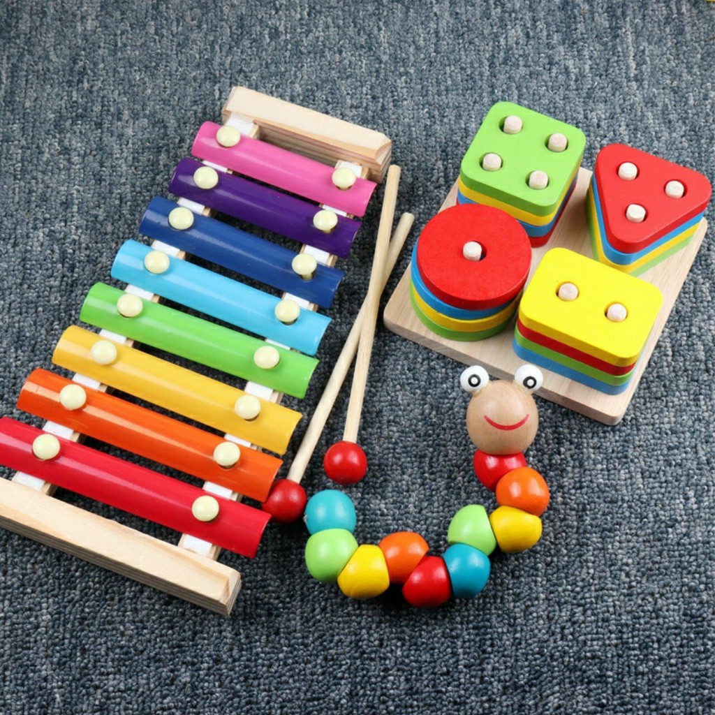 Combo 6 Món Đồ Chơi Gỗ An Toàn Cho Bé Phát Triển Sự Sáng Tạo Và Trí Thông Minh