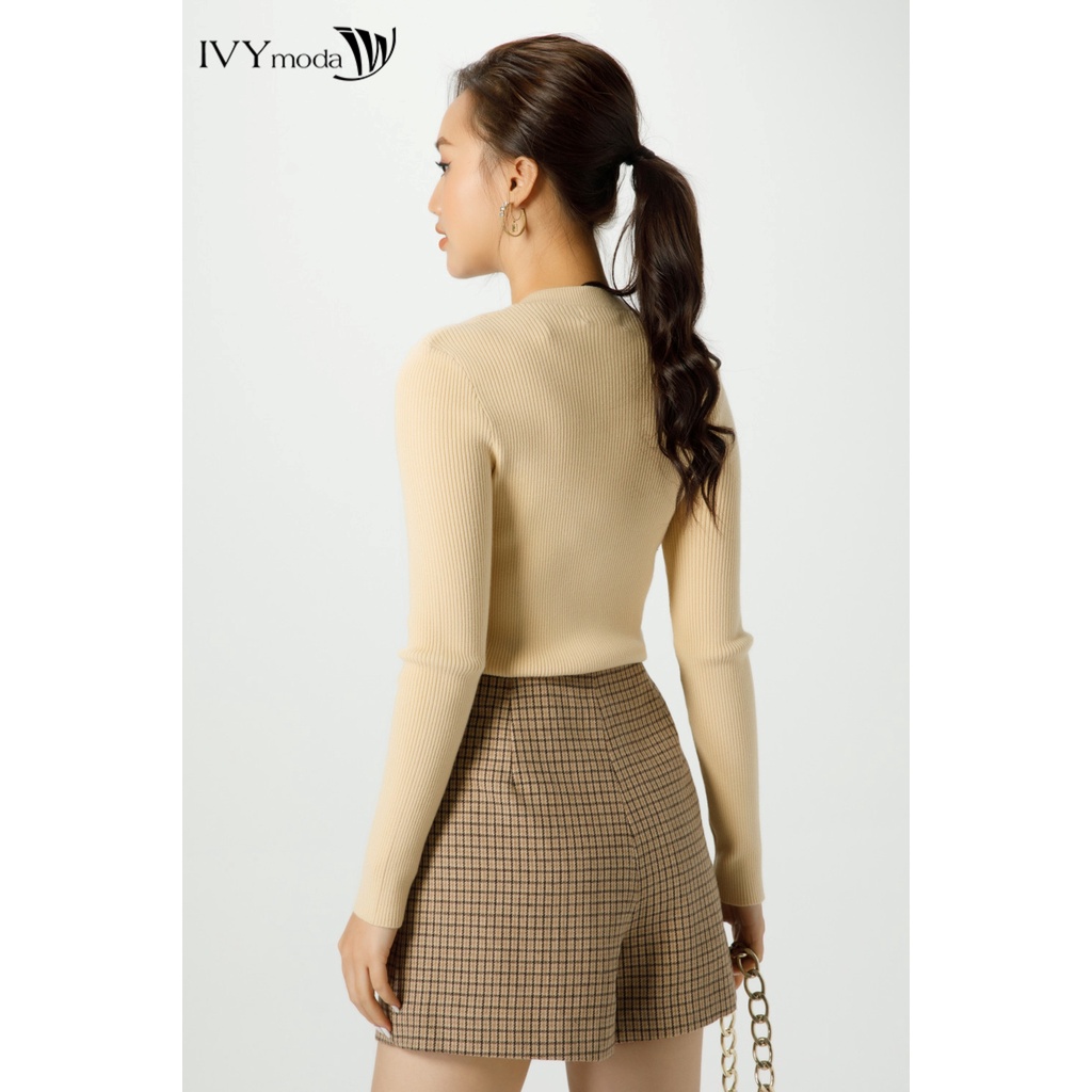 Quần sooc dạ kẻ giả váy nữ IVY moda MS 20M7094