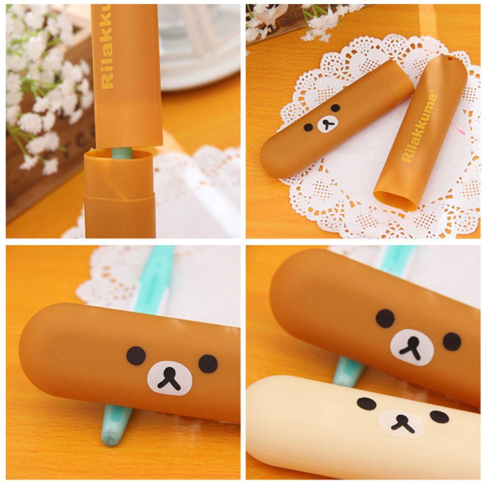 Hộp đựng bàn chải đánh răng hình trụ hoạt hình có nắp đậy tiện dụng