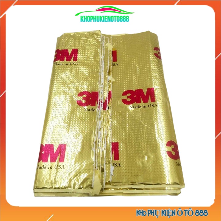 Tấm dán cách âm ô tô chống ồn 3M 2 lớp màu vàng kích thước 80x50cm có sẵn keo dán