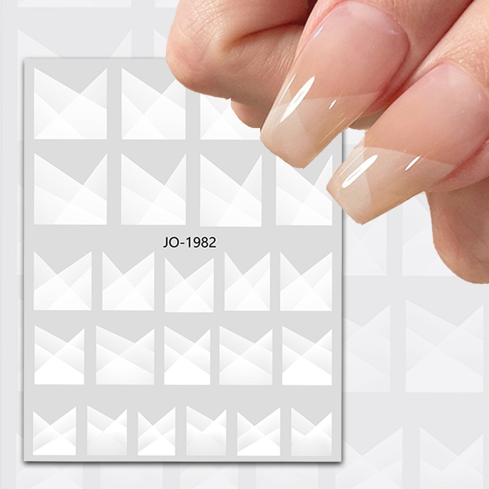 1 Miếng Dán Trang Trí Móng Tay Họa Tiết Ren Trắng Đen
