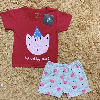 Bộ cotton cộc tay cho bé gái - Lovely Cat