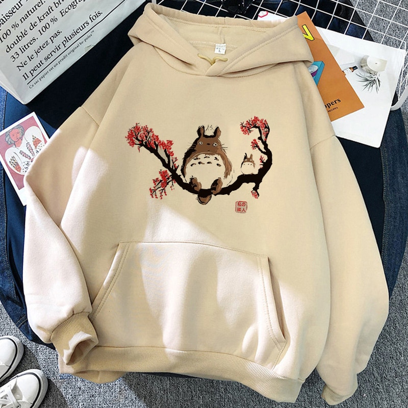 Áo Hoodie nữ in hình Totoro hoạt hình phong cách Nhật Bản 90s