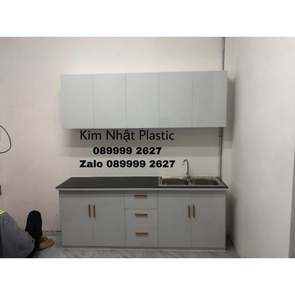 Tủ bếp mini nhựa Đài Loan sẵn bồn rửa dài 2m freeship