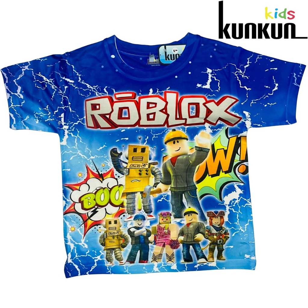 Quần áo trẻ em KUNKUN TP804 in 3d hình roblox cho bé trai size đại từ 10-60kg chất thun lạnh thoáng mát co giãn 4 chiều
