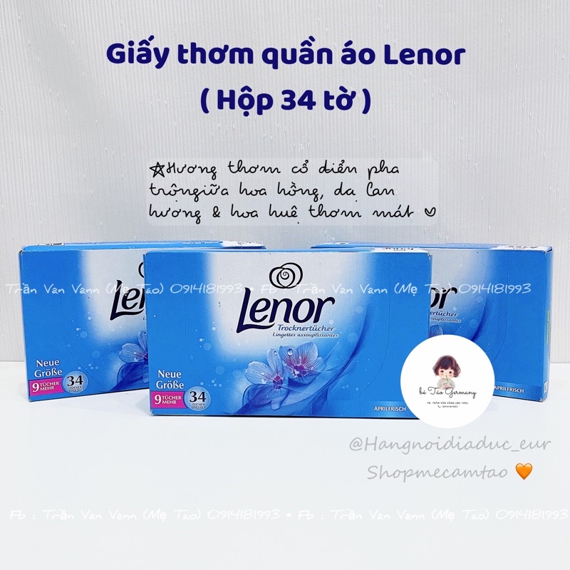 GIẤY THƠM QUẦN ÁO LENOR - hộp 34 tờ