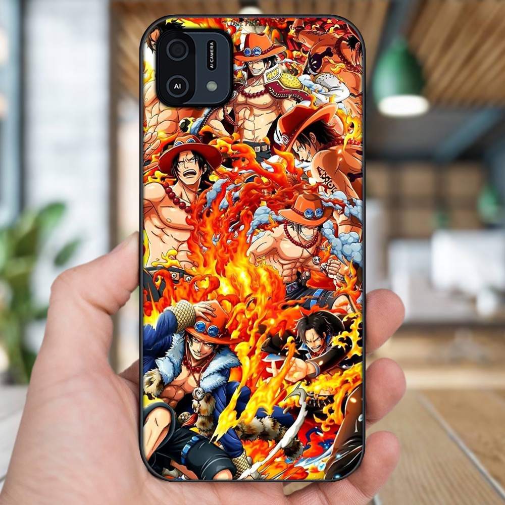 Ốp lưng Oppo A16K viền đen in hình Ace One Piece