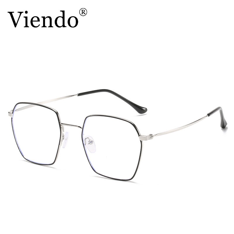 Gọng kính cận kim loại nam nữ VIENDO đa giác đổi màu chống ánh sáng xanh thời trang Hàn Quốc
