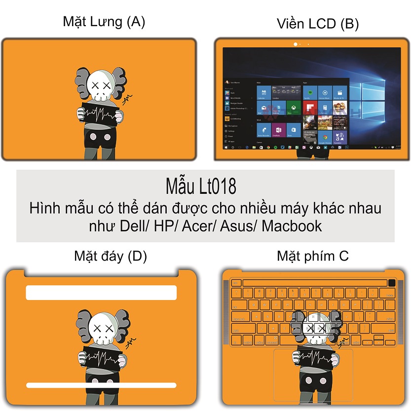 Miếng Dán Laptop - Mẫu LT018 chú hề cute - Dán cho Dell, Hp, Asus, Lenovo, Acer, MSI, Surface,Vaio, Macbook