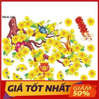 Decal tết decal trang trí tết 4D - Mẫu hoa mai