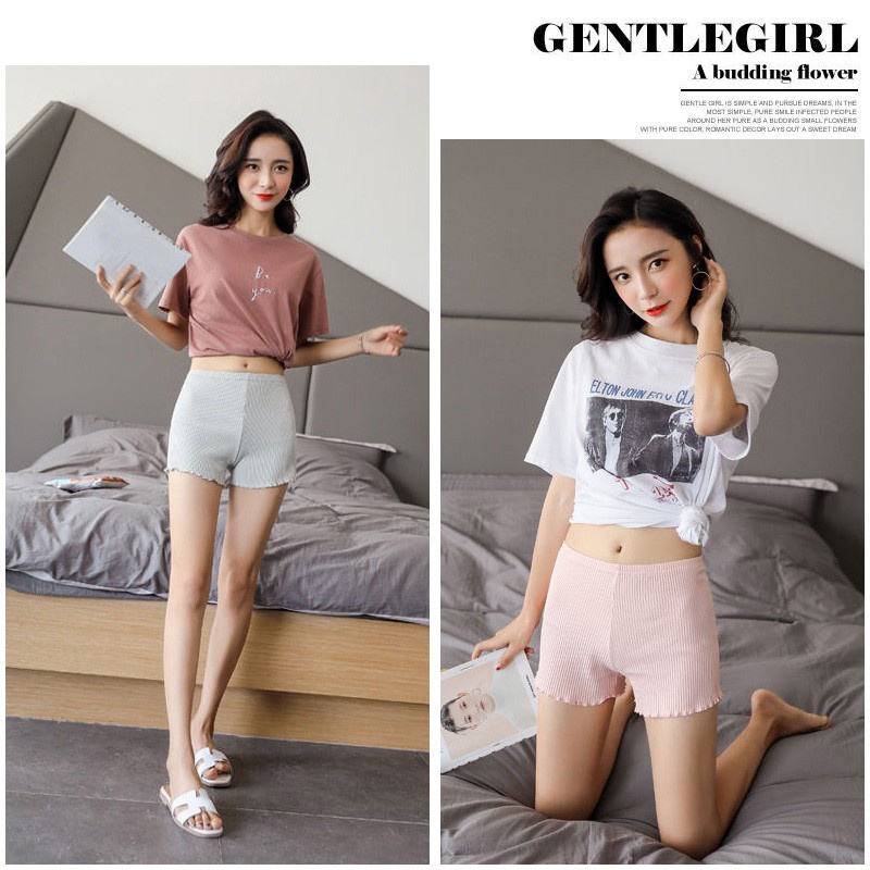 Quần mặc váy xuất Hàn viền ren gân tăm co giãn 4 chiều No.100361