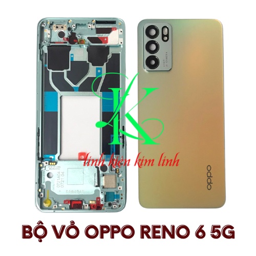 Bô vỏ oppo reno 6 5g có sườn ôm màn pin, kính cam và nắp lưng sau