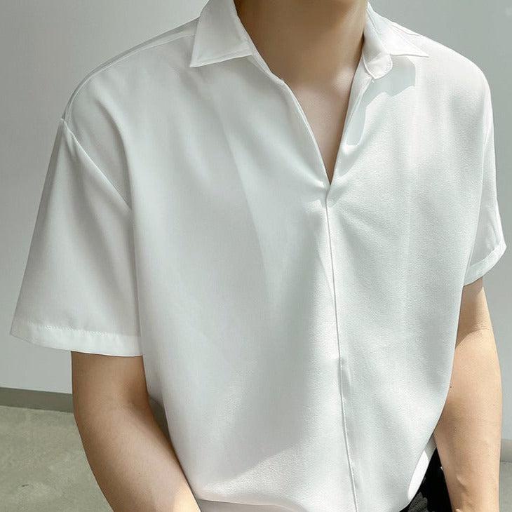 Sơ mi cộc tay không cúc Coo, sơ mi cổ V tay lỡ SM-004