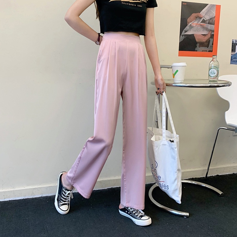 Quần Dài Nữ Ống Rộng Lưng Cao Màu Sắc Thanh Lịch