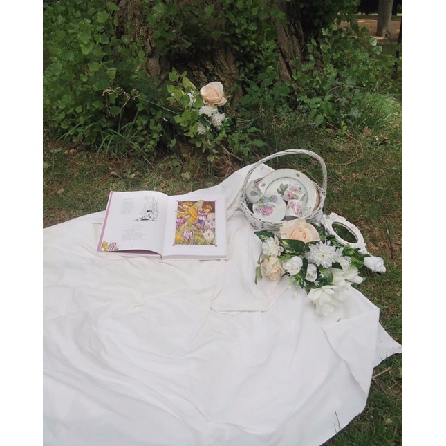 Khăn Picnic Vải Đũi Trắng / Khăn Trải Bàn | BigBuy360 - bigbuy360.vn