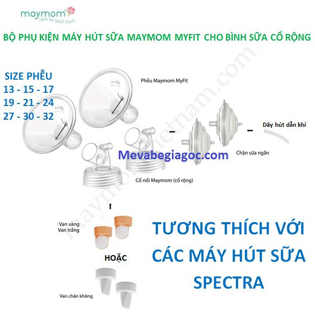 1 Bộ phụ kiện thay thế của Maymom dùng cho máy hút sữa Spectra Q, M1, M2, 9S, 9plus, 9+, S2, S2+, S1, S1+, Dew 350