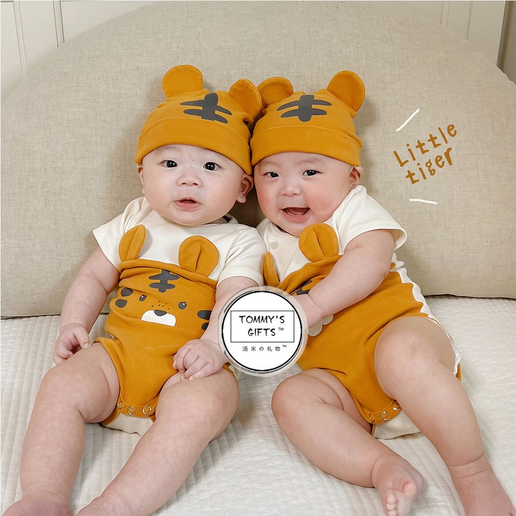 Bộ Áo Liền Quần Chất Liệu 100% Cotton In Họa Tiết Hoạt Hình Dễ Thương Cho Bé Sơ Sinh