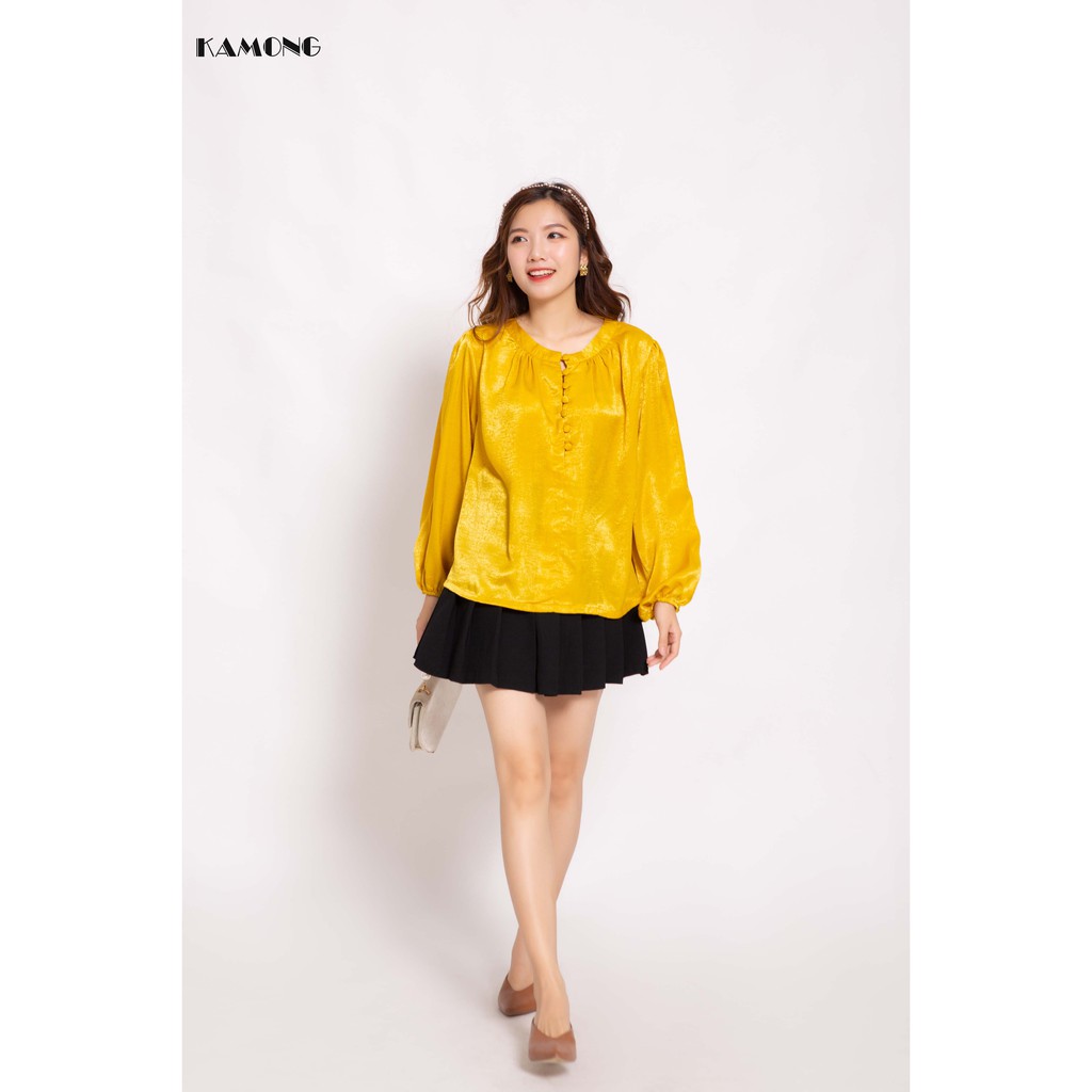 Áo kiểu cổ tàu tay phồng KAMONG A098