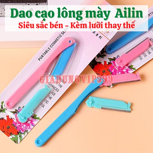 Dao cạo lông mày 💙SALE💙 Dao tỉa lông mày khuôn mày tóc mái chuyên dụng Ailin 2 lưỡi sắc bén nhỏ gọn tiện lợi