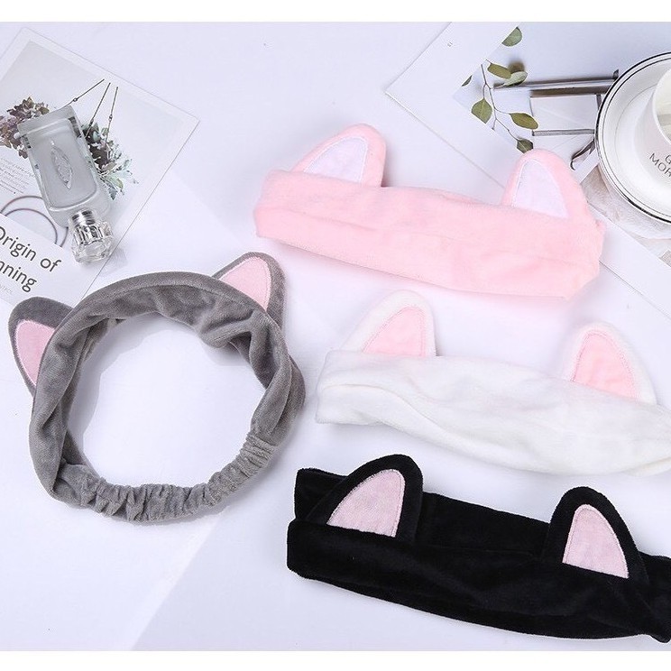 Băng đô rửa mặt tai mèo Băng đô cài tóc turban nữ vải nhung chất đẹp mềm mượt Hàn Quốc 88264