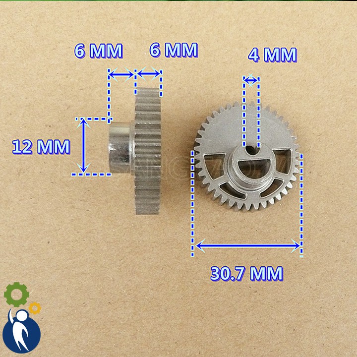 Bộ 5 Bánh Răng Thép Trục 4mm 39 Răng 0.75M