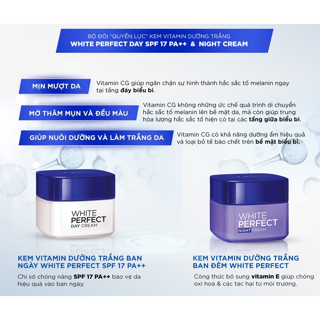 Combo Kem Dưỡng Sáng Da Ngày & Đêm L'Oreal White Perfect Day & Night Cream 50ml