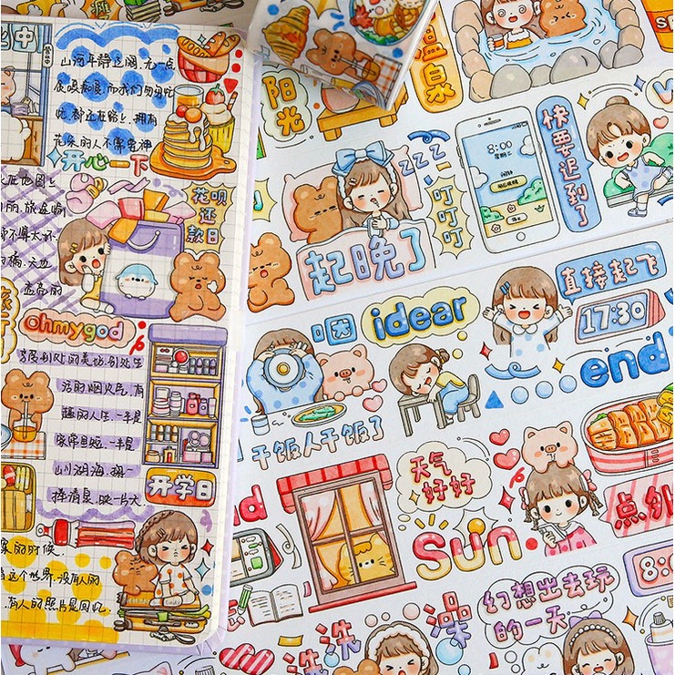 Cuộn băng washitape họa tiết Telado trang trí sổ tay, Chiết chu kỳ DoDoJam xinh xắn, sticker cute trang trí sổ lưu niệm
