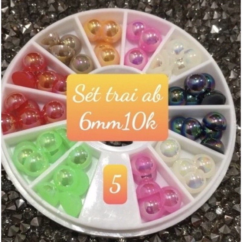 sét trai nhựa bảy màu mix sẵn hình bán nguyệt dùng trang trí móng tay và làm hoa bột