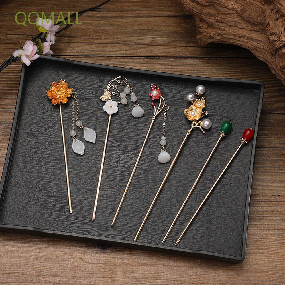 Trâm cài tóc hình nĩa đính ngọc trai phối tua rua màu sắc cổ điển sang trọng phong cách Trung Hoa sang trọng cho cô dâu