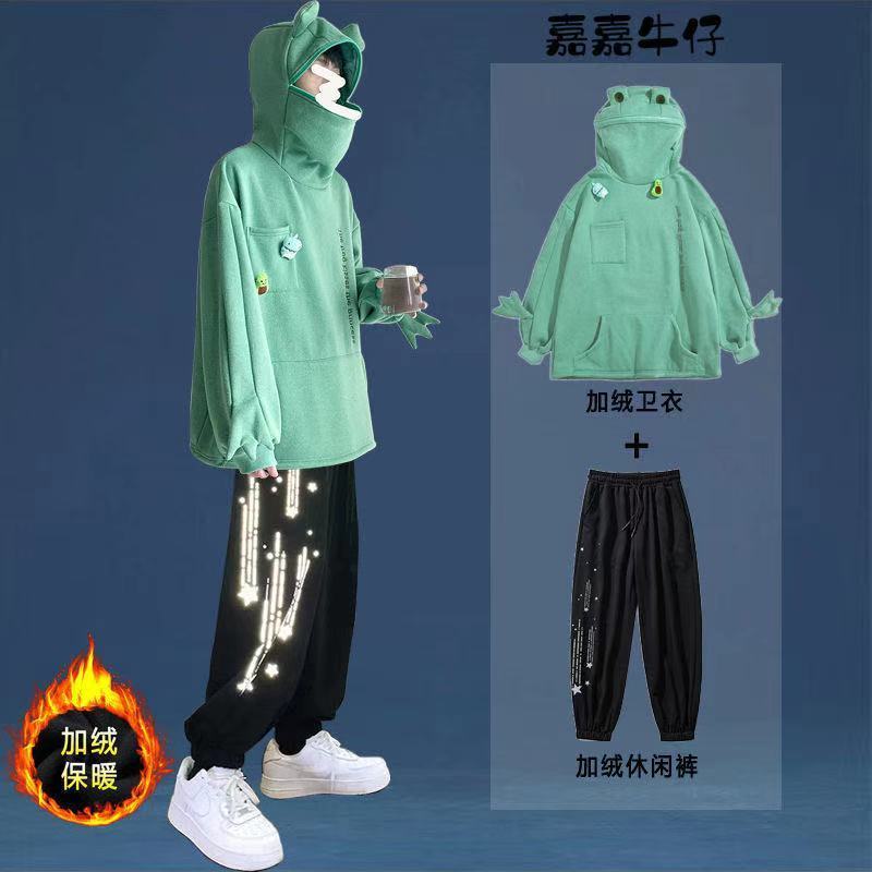 Bộ Quần Áo Hoodie Phối Lông Dày Dặn Ấm Áp Hợp Thời Trang Thu Đông Cho Cặp Đôi ynkr001.my10.13
