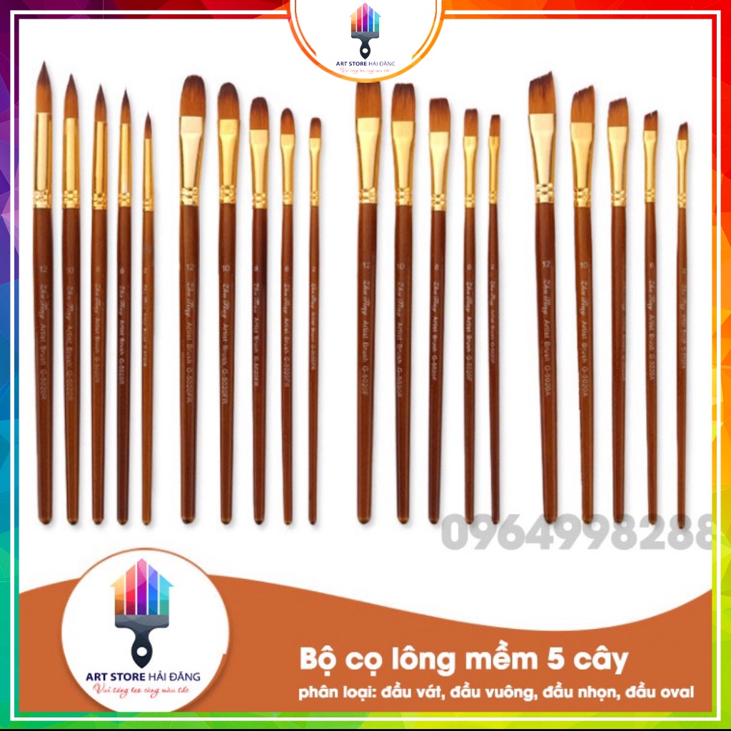 Bộ cọ lông mềm🌈 chuyên dùng vẽ acrylic🔥sơn dầu🔥màu bột🔥màu nước🔥
