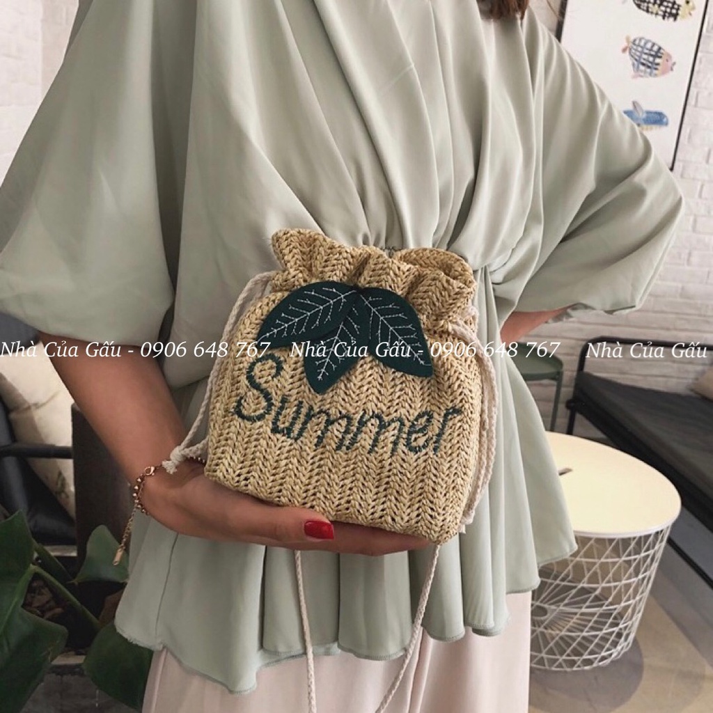 Túi cói dây rút Summer, hoa cúc xinh ơi xinhhh