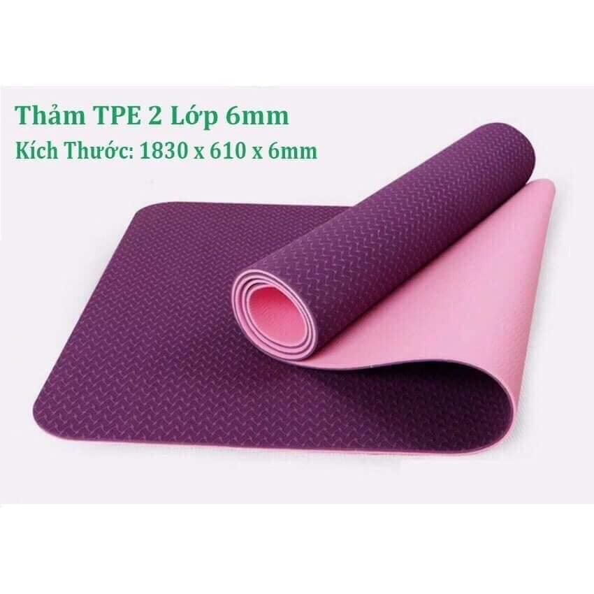 THẢM YOGA 2 LỚP XỊN 6mm - KHÔNG CÓ HÔI MÙI - CÓ NHIỀU MÀU