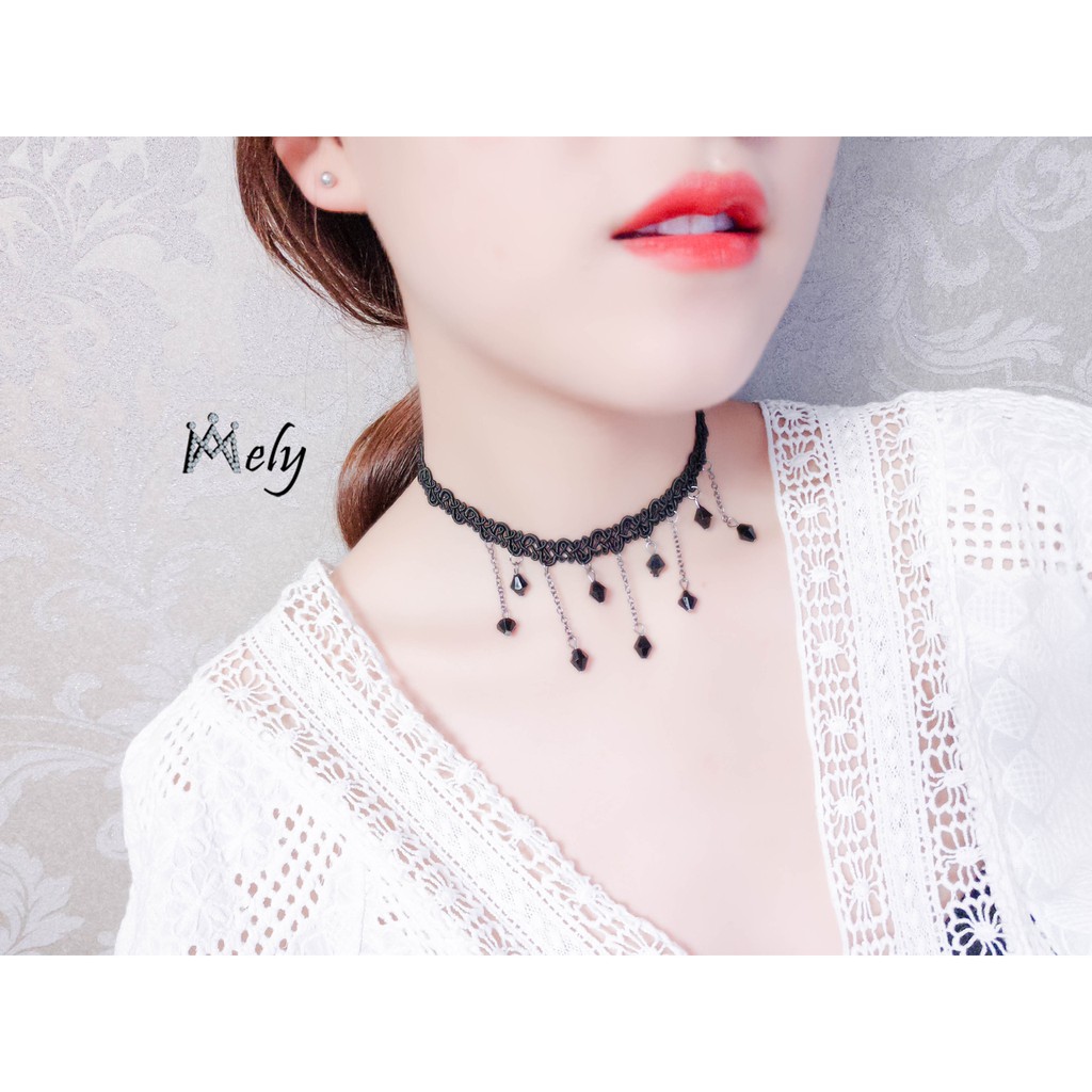 [Mã FAJGT8 giảm 15% đơn 99K] Vòng cổ choker màu đen tua rua đính hạt cổ điển dành cho nữ 01 | BigBuy360 - bigbuy360.vn