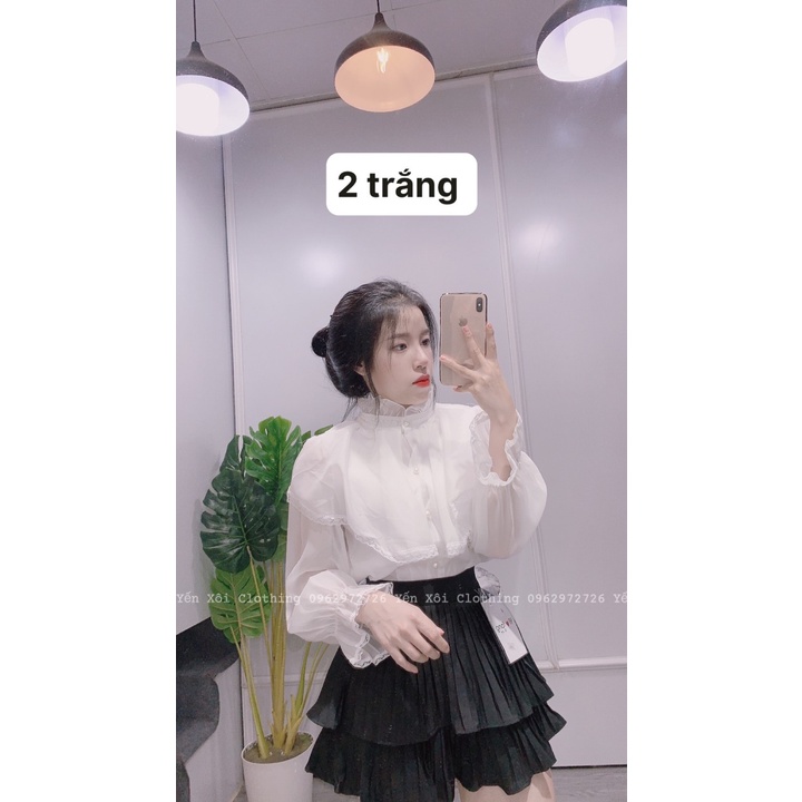 A488- SƠ MI NỮ DÀI TAY VON 2 MÀU